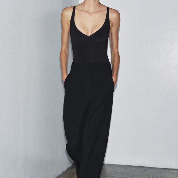 Zara Women's Elegant Black pleated Dress Pants size L NWOT - Picture 1 of 7